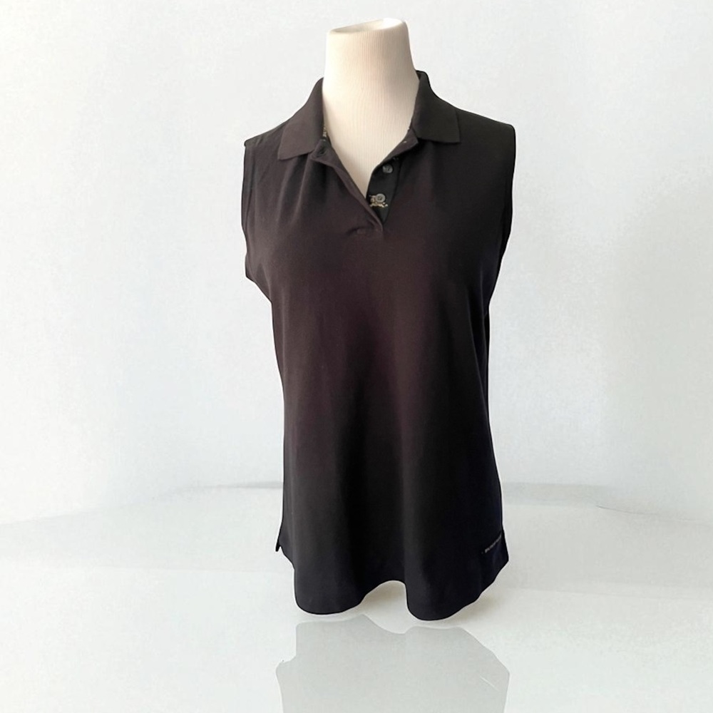 BURBERRY GOLF BLACK SLEEVELESS POLO SIZE LARGE